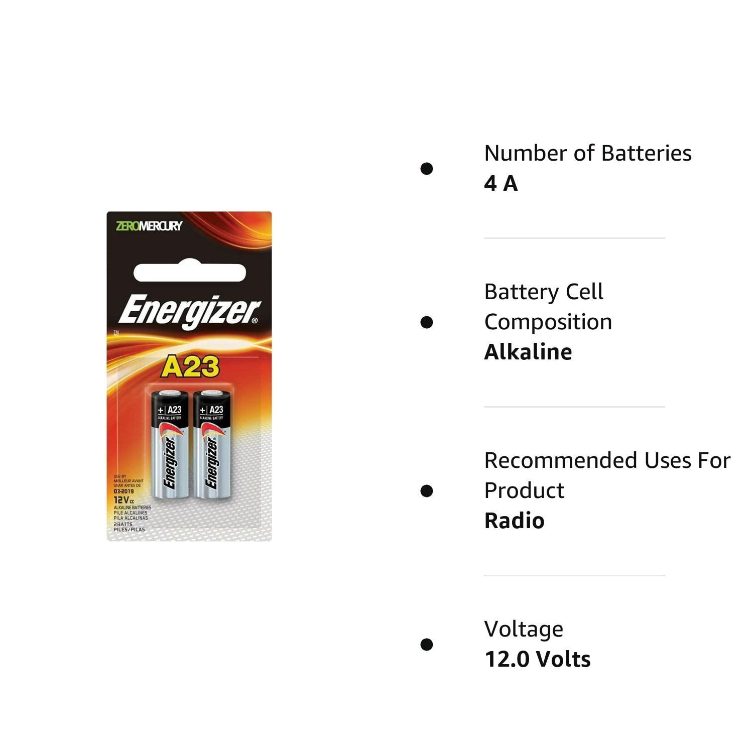 Energizer - 2 x Energizer A23 23A Batterie Pile alcaline 12 V, Energizer :  : High-Tech