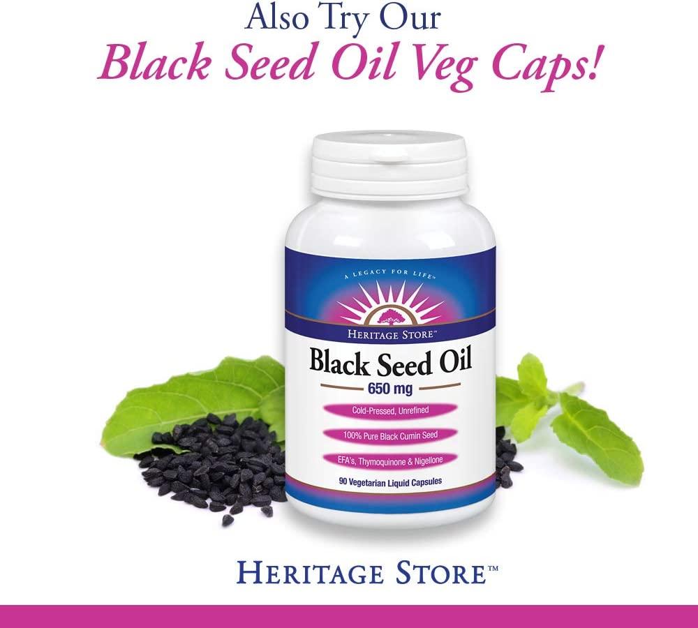Heritage Store Black Seed Oil 3 Thymoquinone Pure & Cold Pressed