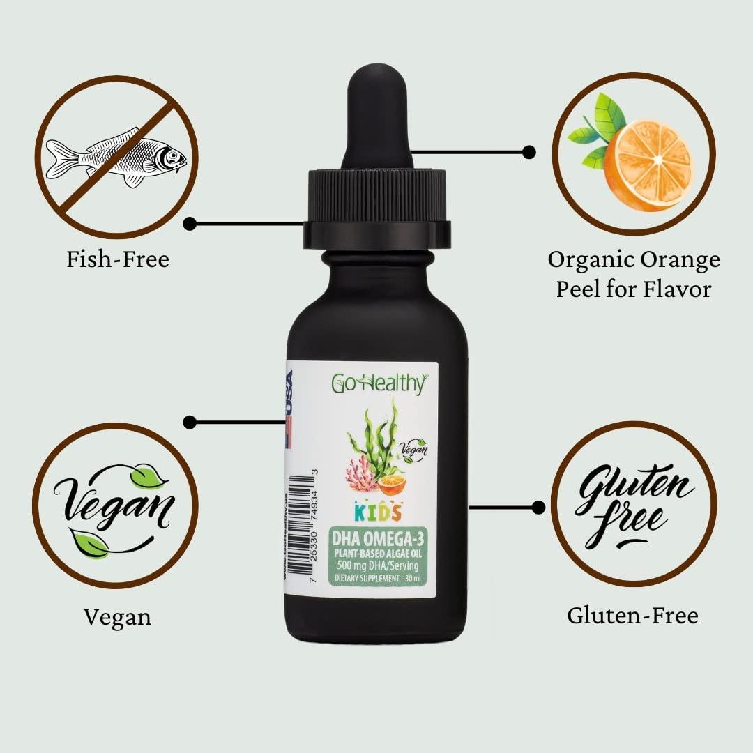 Go Healthy DHA Omega 3 for Kids, Toddlers & Infants Vegan Fish Oil