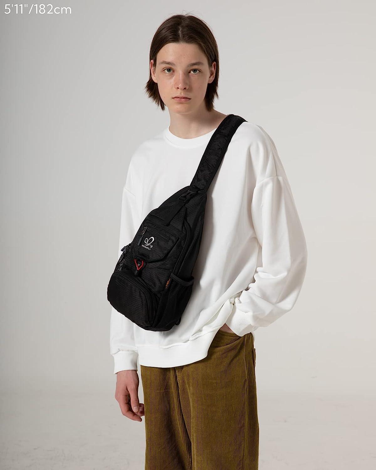 WATERFLY Packable Small Crossbody Sling Backpack in Black Ideal