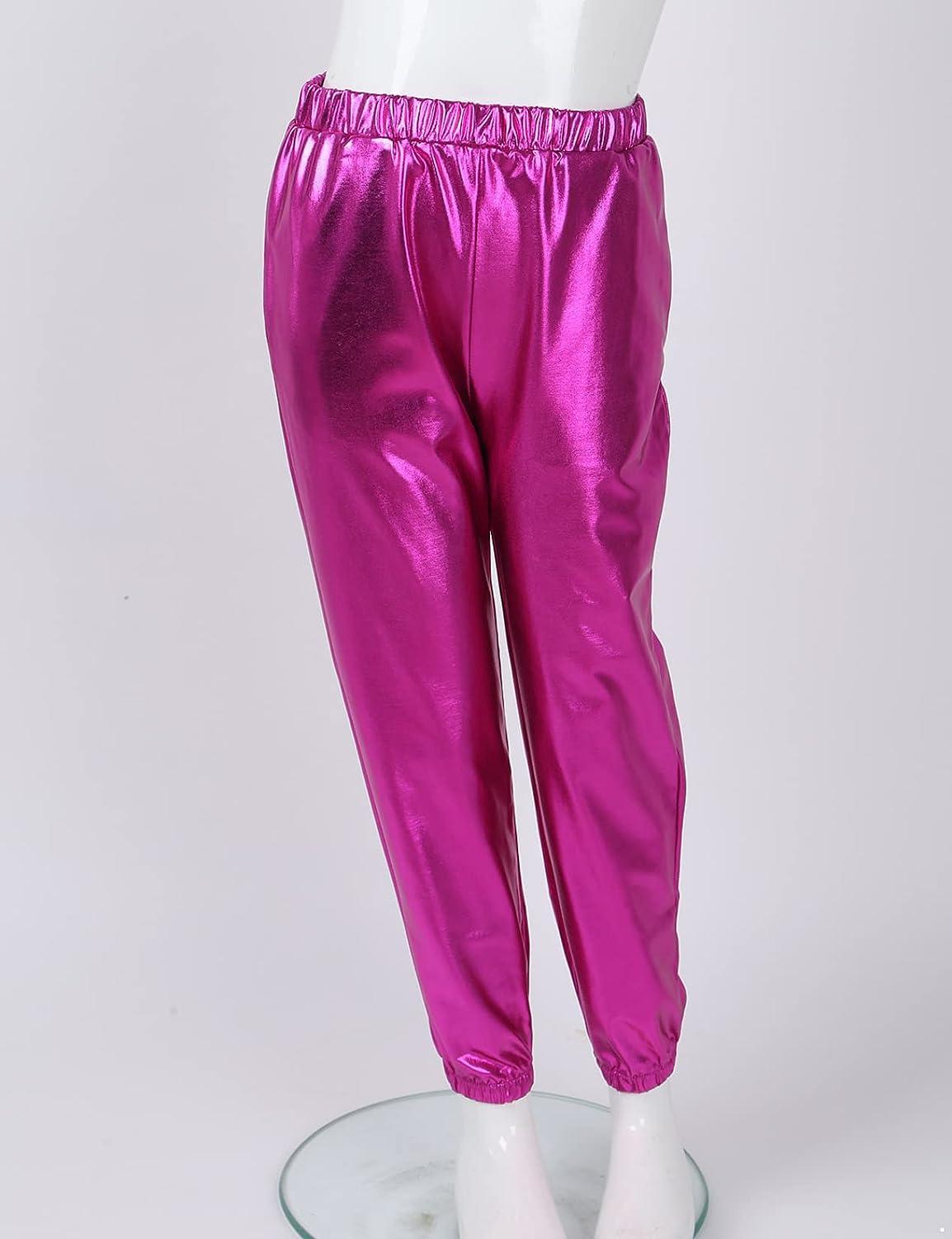 Kids Boys Girls Metallic Harem Pants Jazz Dance Costumes Elastic