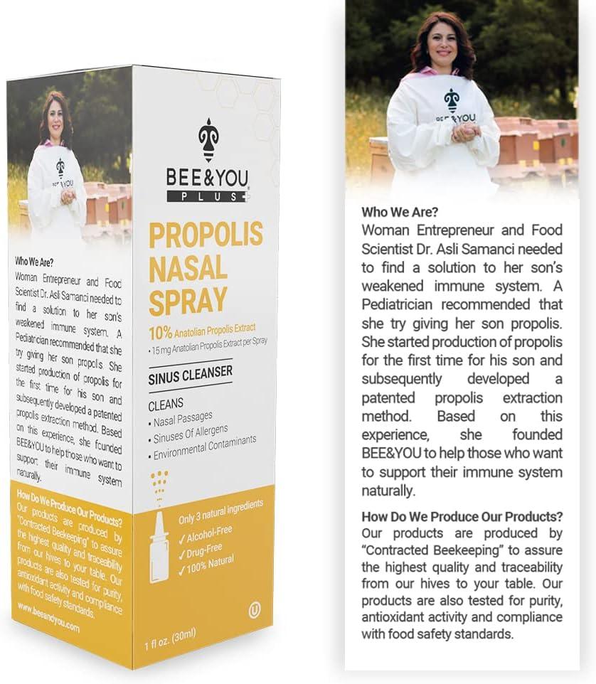 Beekeepers Naturals Propolis Nasal Spray for Sinus Support, 1 Oz