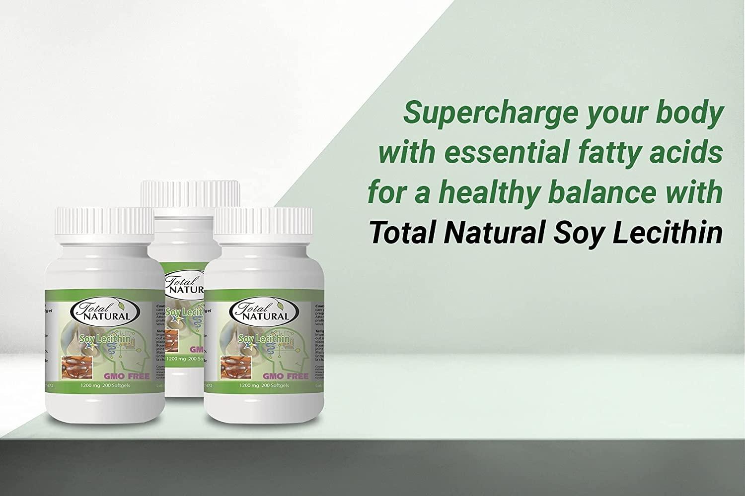 Soy Lecithin 1200mg 200 Softgels 1 Bottle by Total Natural, Brain and