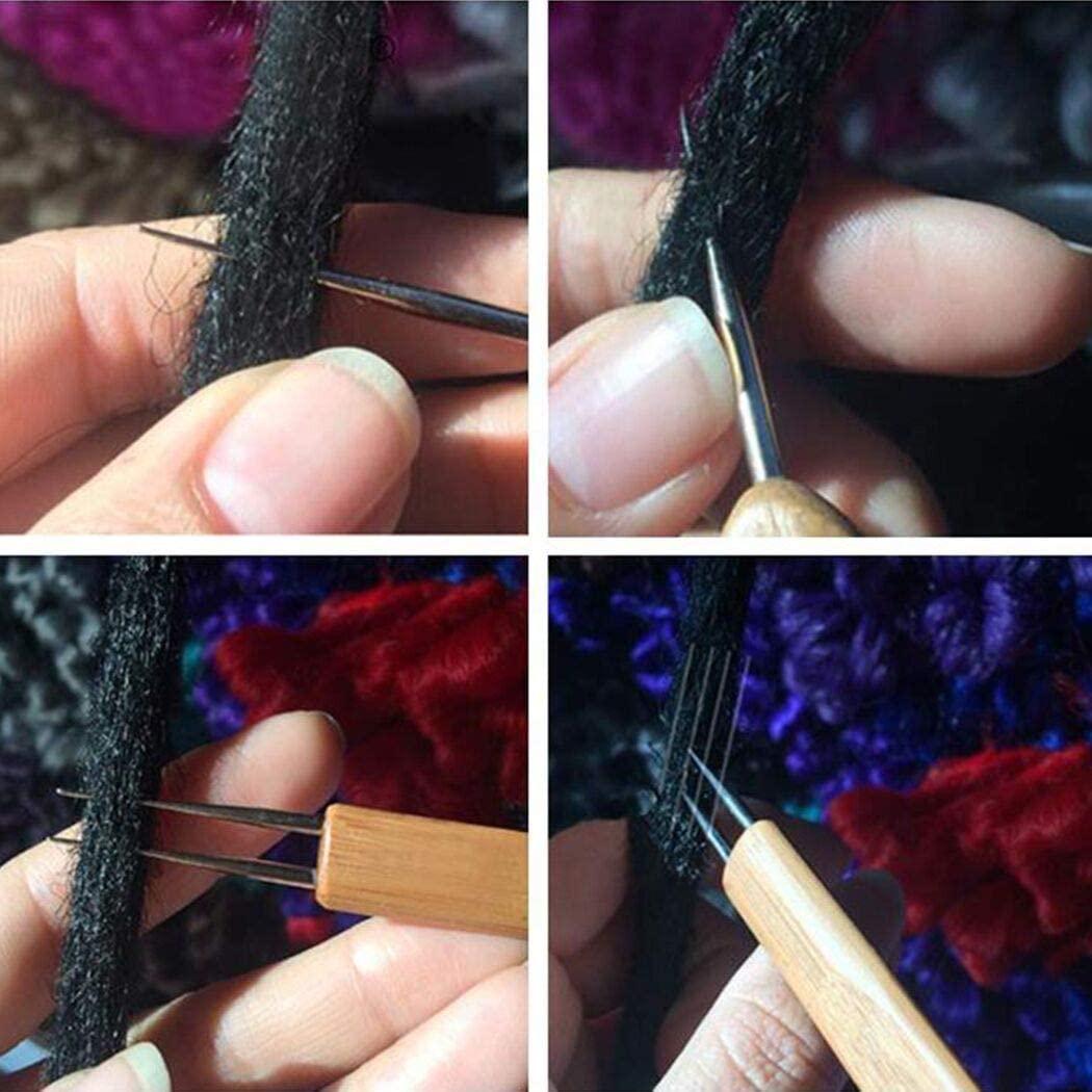 Dreadlock Crochet Hook Bamboo Handle, 6 Pieces Dreadlocks Crochet Hooks Set  0.5 mm 0.75 mm Dreadlocks Hair Crochet Needle Set for Hair Crochet Needle