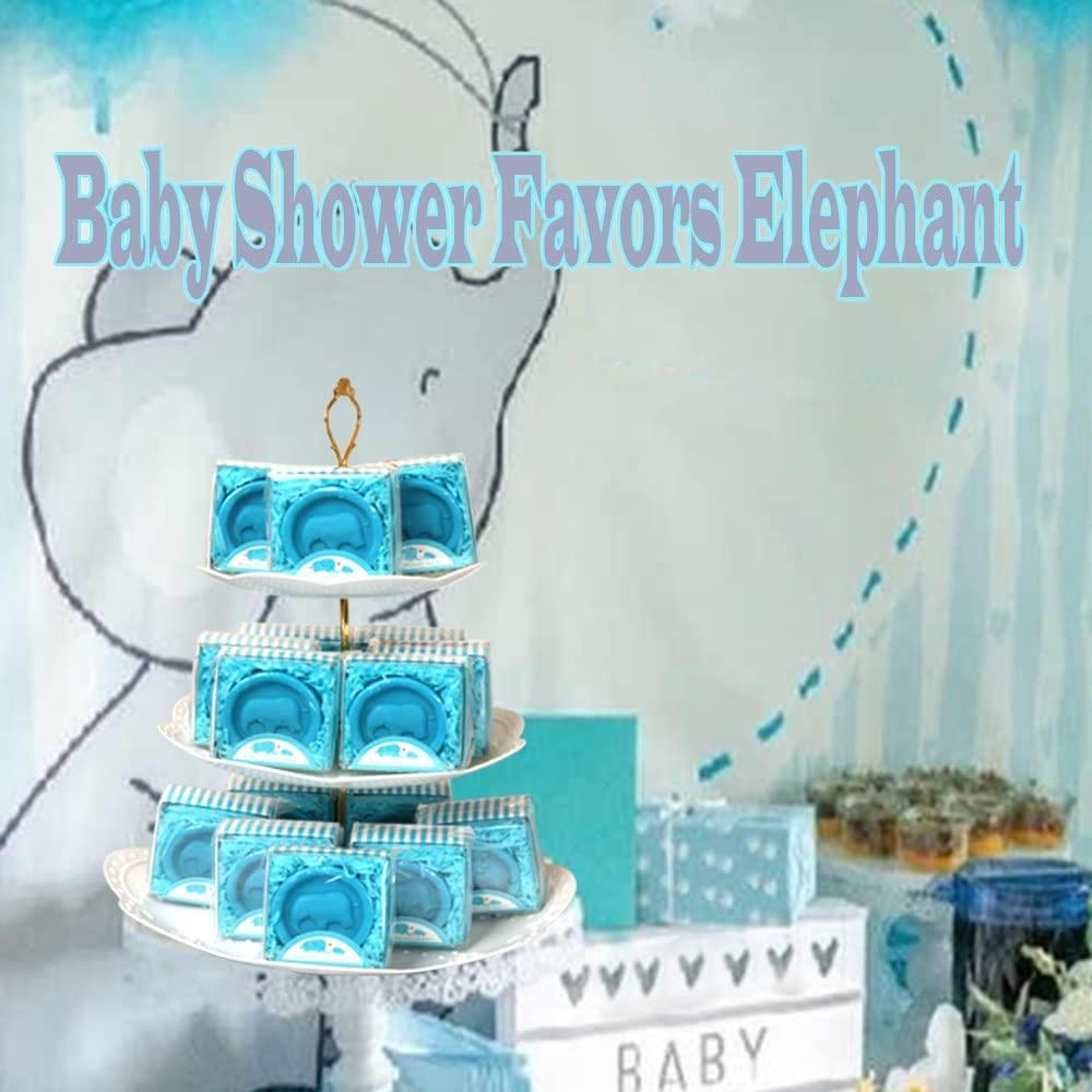 AIXIANG Baby Shower Favors – 24 Pack Little Elephant Scented Soaps In Gift Boxes, Blue
