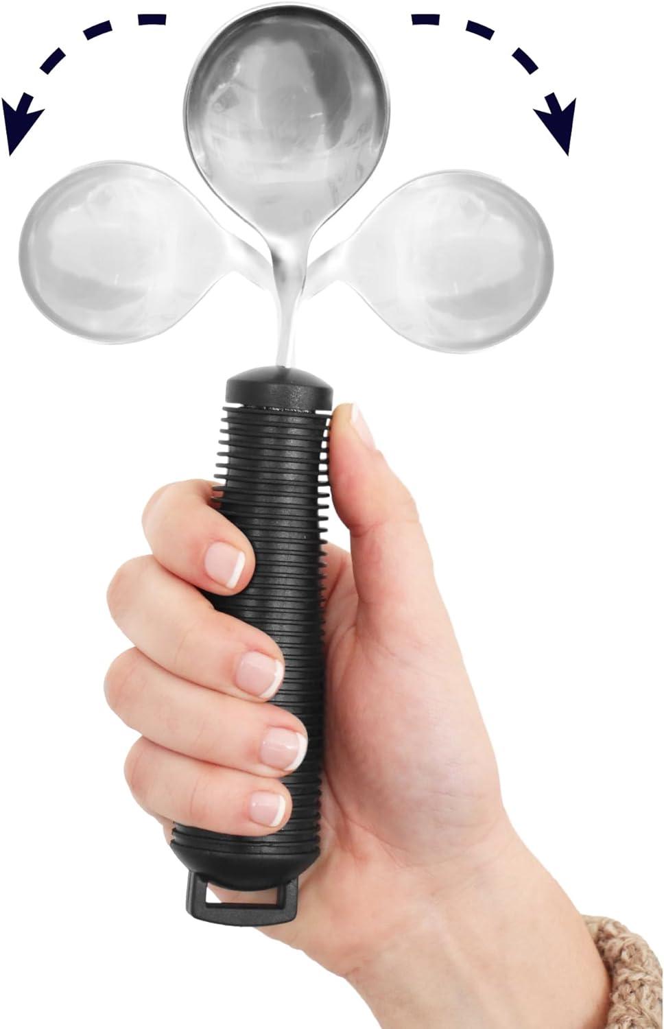 KMINA Bendable Spoon for Elderly Curved Spoon with Grip Handle