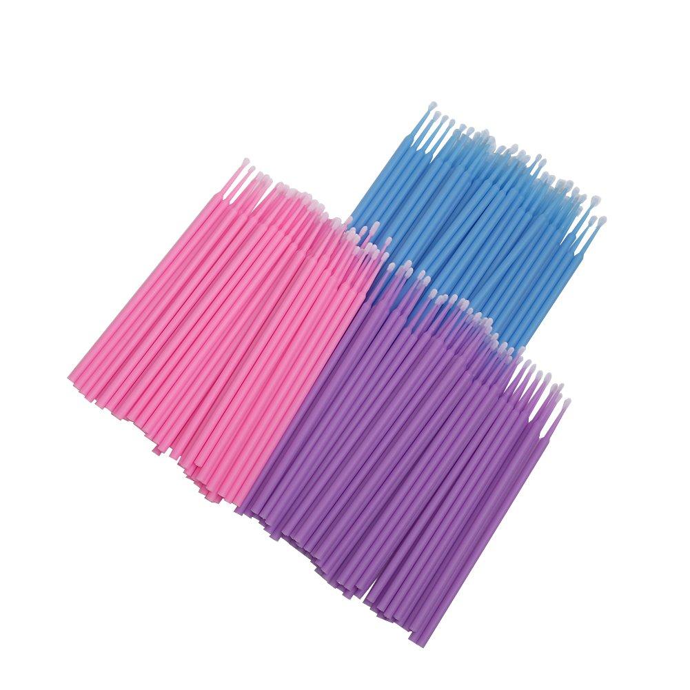 100 Pcs Dental Disposable Micro Applicator Brush Bendable Long Shank Pink  Blue