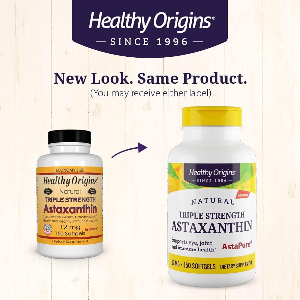 Healthy Origins Astaxanthin 12 mg (AstaPure) 150 Softgels 150 Count
