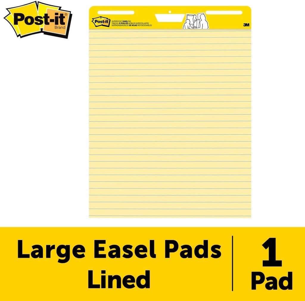 Post-it Super Sticky Easel Pad, 25 in x 30 in Sheets, Yellow Paper with  Lines, 30 Sheets/Pad, 2 Pads/Pack, Great for Virtual Teachers and Students  (561)