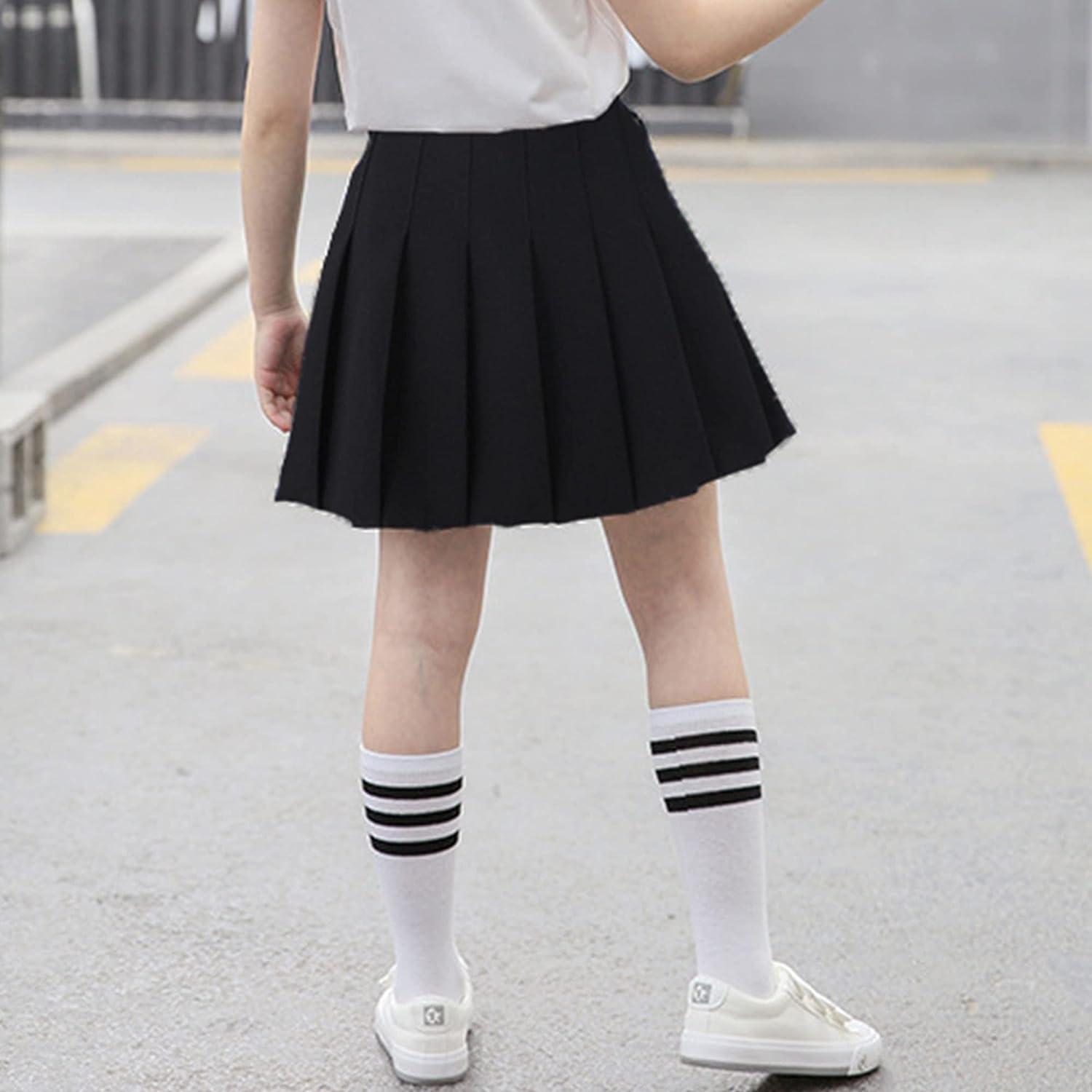 UTTPLL Toddler Pleated Skirt School Uniform Elastic Waist Skort
