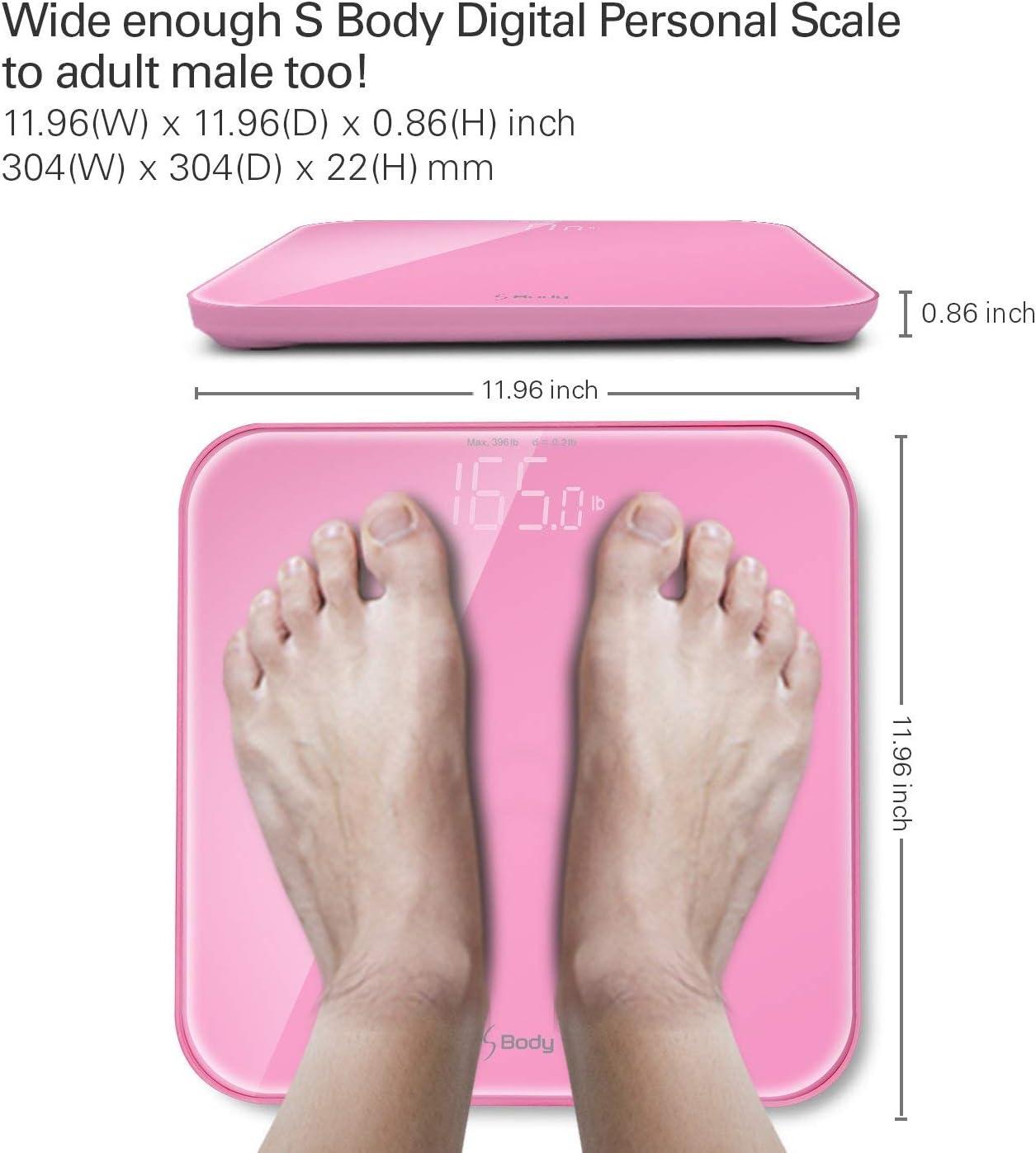 VisionTechShop S Body High Precision Ultra Wide Digital Body Weight  Bathroom Scale up to 396lb/180kg, Super-Clear Large LED Display,Step-On