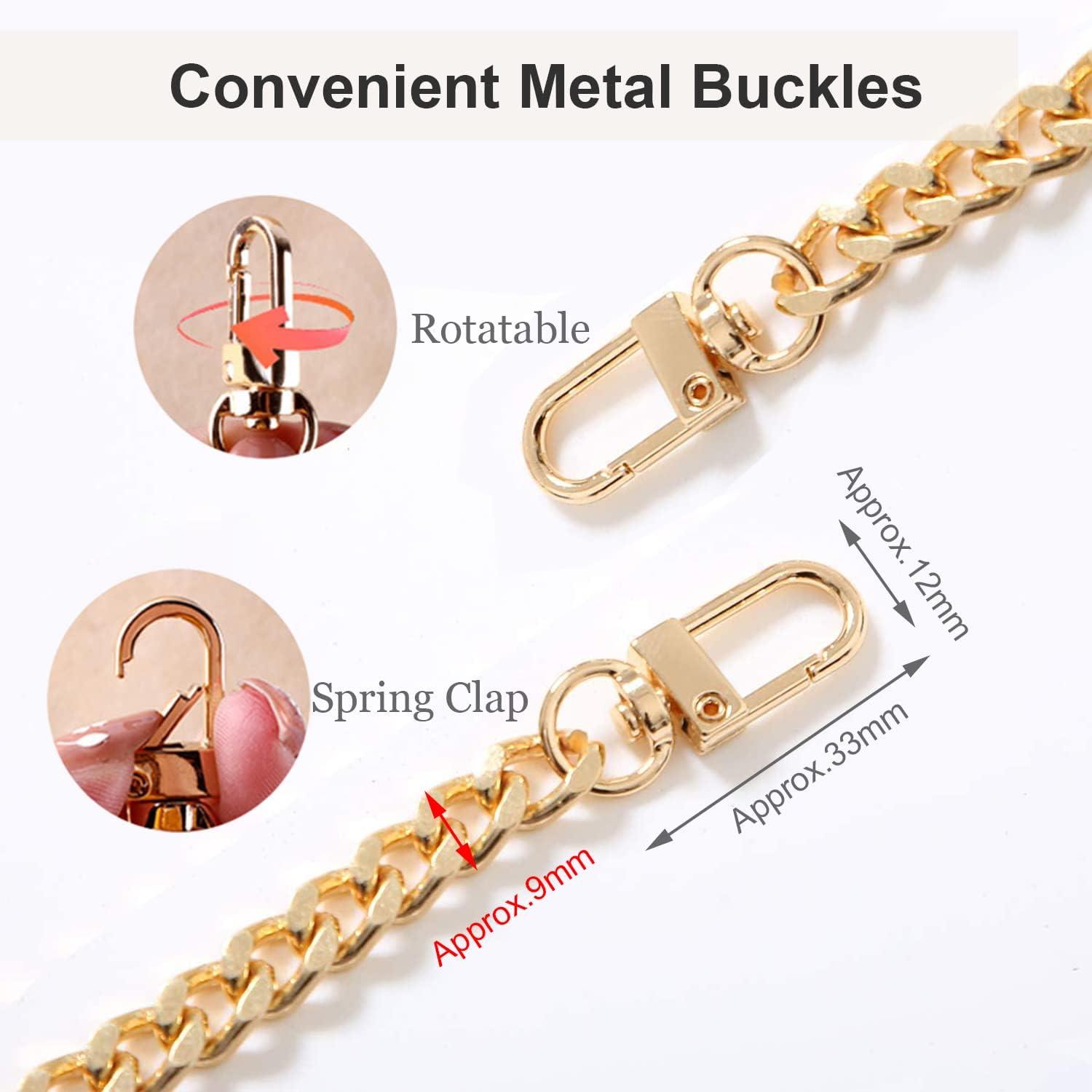 47 Inch Purse Chain Strap Shoulder Crossbody Replacement Straps with Metal Buckles Gold Chain Strap for Purse Crossbody Handbag Gold