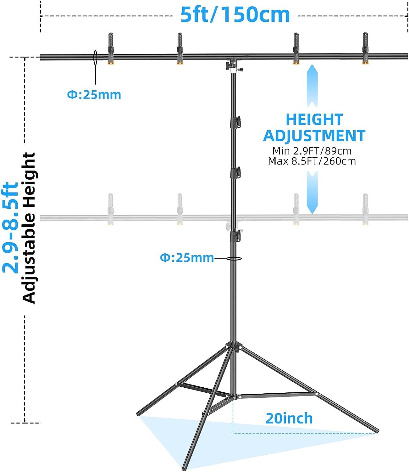 EMART TShape Portable Background Backdrop Stand Kit 5ft Wide, 8.5ft