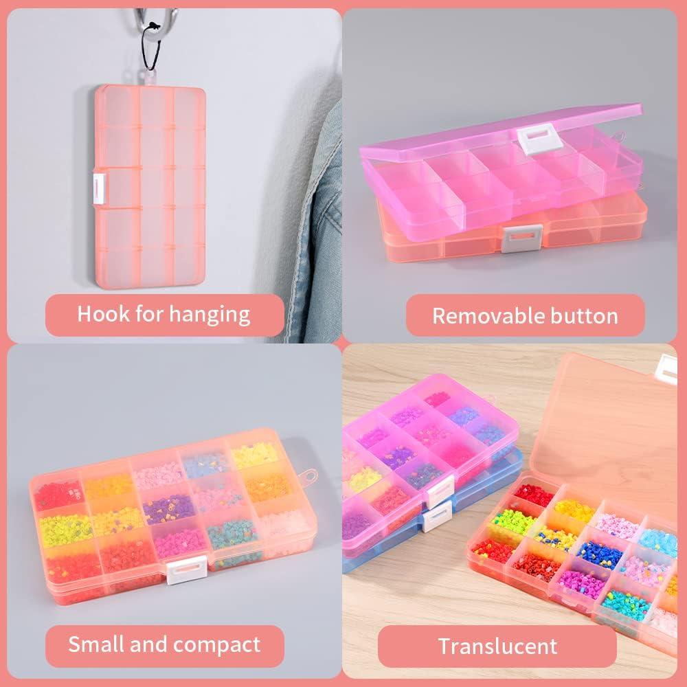 10 Grid Clear Jewelry Box, Adjustable Plastic Bead Storage Organizer (12 Pack)