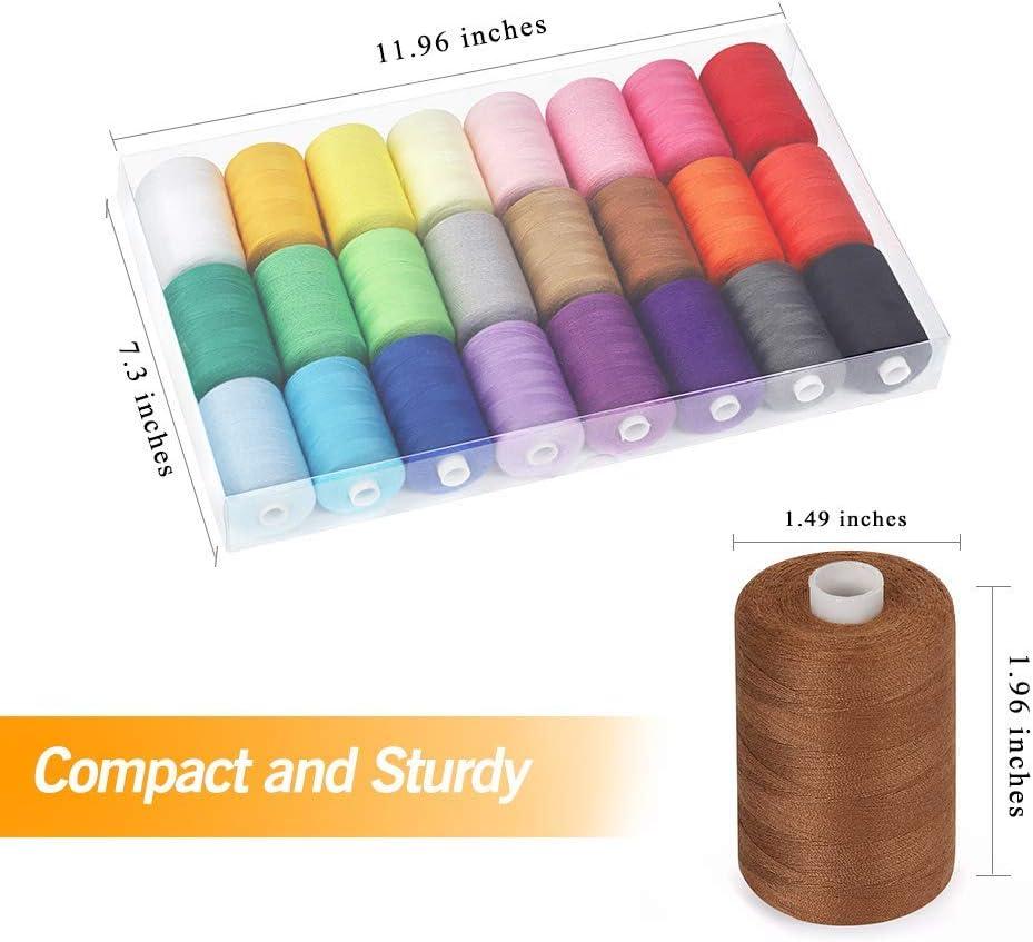 1000 Yards Sewing Thread Sets 24-Color Spools Thread Mixed Cotton Sewing  Machine