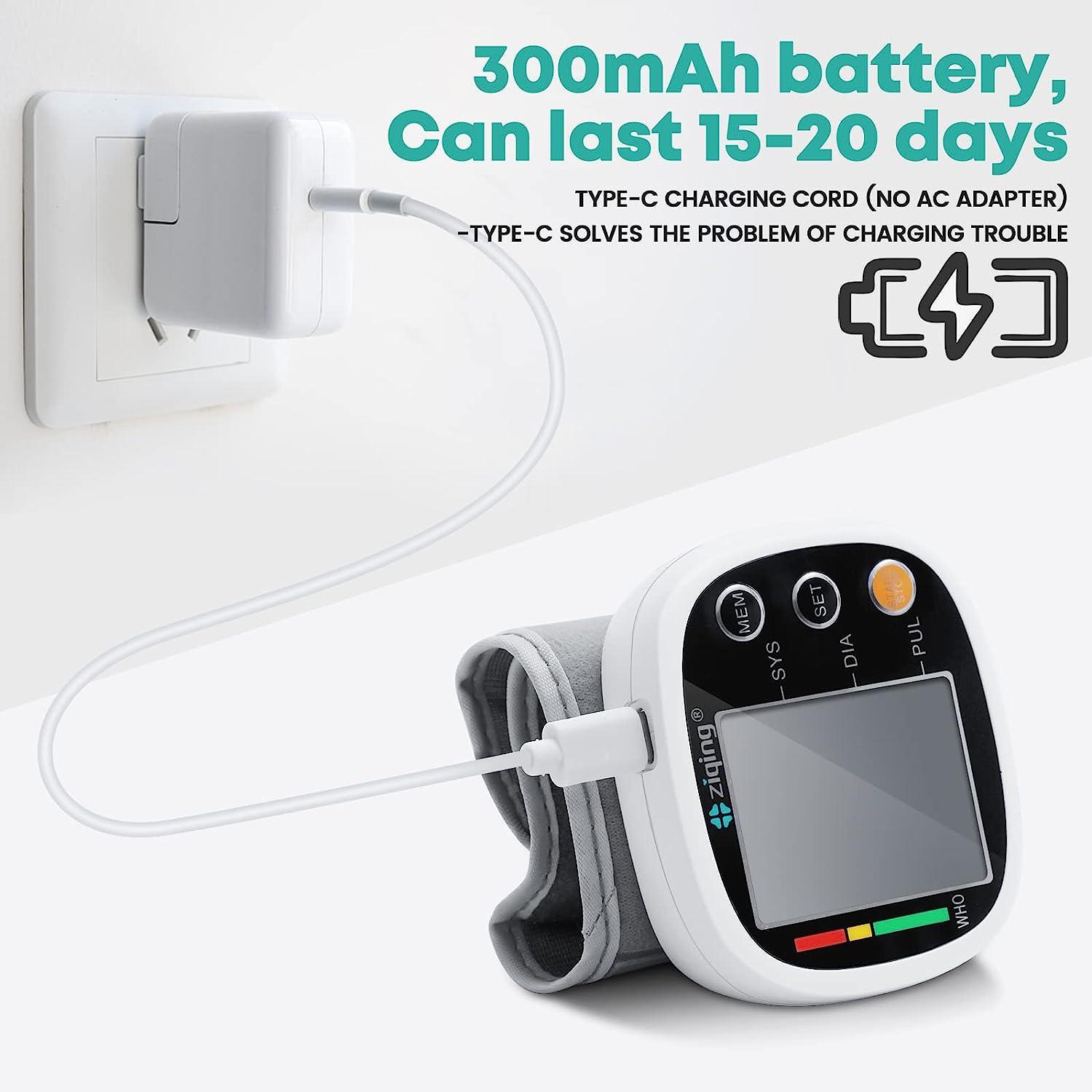 Wrist Blood Pressure Monitor Rechargeable BP Machine with Memory