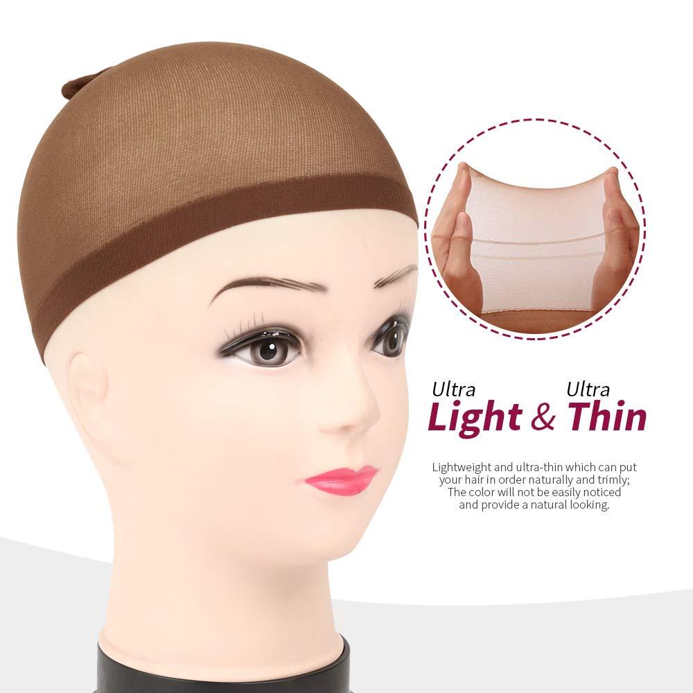 Teenitor 20 Pack Brown Stocking Cap Stretchy Nylon Wig Caps, Skin Tone