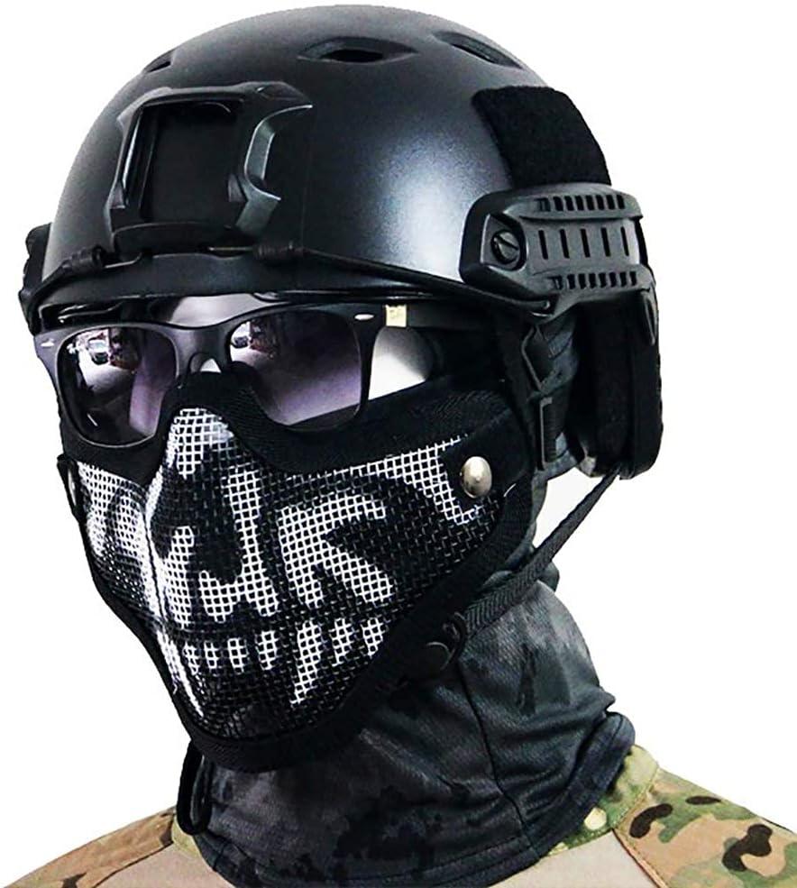 WQZXM Airsoft Full Face+Ear Protection Fencing Mask,Tactical Lightweight Mesh Full Protection Face Mask & Helmet,for CQB Airsoft Paintball CS Game(Black) - Yorkshire Outdoor Activity Park