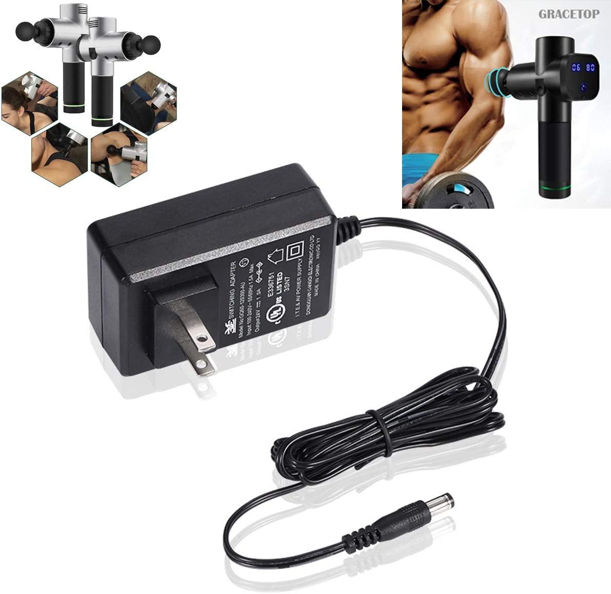 Massage Gun Charger DC 24V 1A Power Cord for Muscle Blaster Support