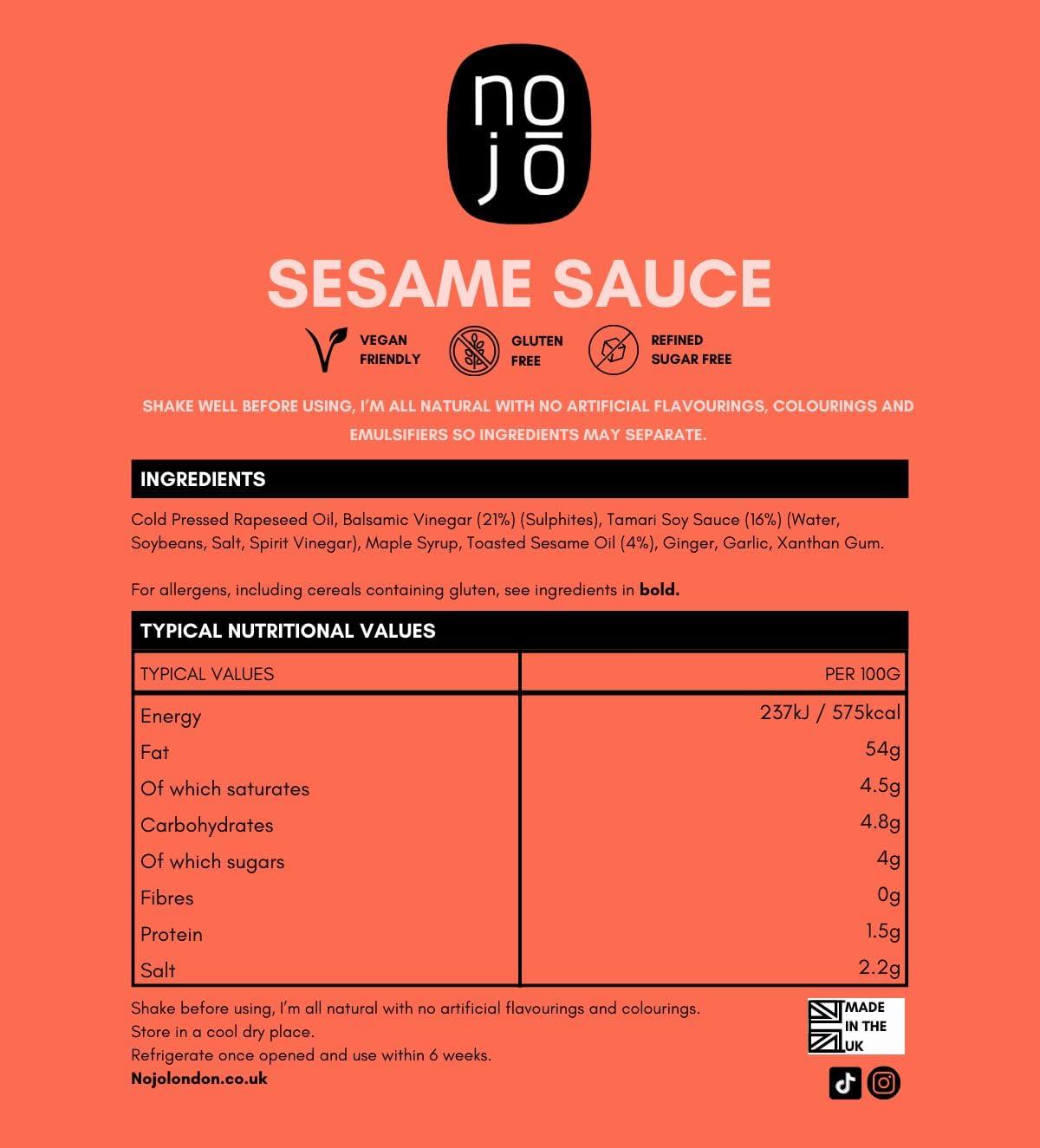 Noju00f3 Sesame Sauce U2013 Vegan Japanese Sauce - Delicious Nutty Flavors For Vegetables, Stir-fry And As Salad Dressings - 6 X 200 Ml Glass Bottles - Dairy