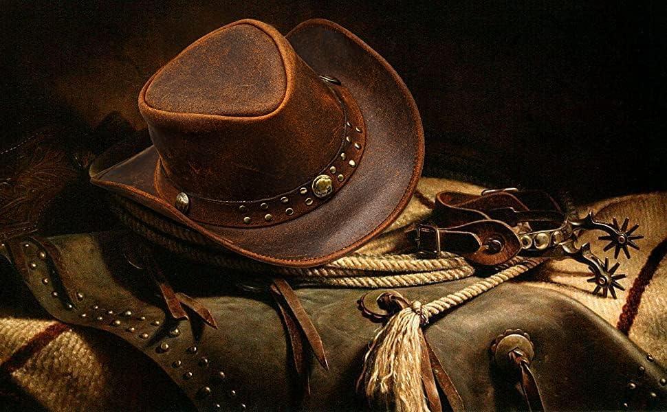 HADZAM Outback hat Shapeable into Leather Cowboy Hat Durable Leather Hats  for Men, Western hat