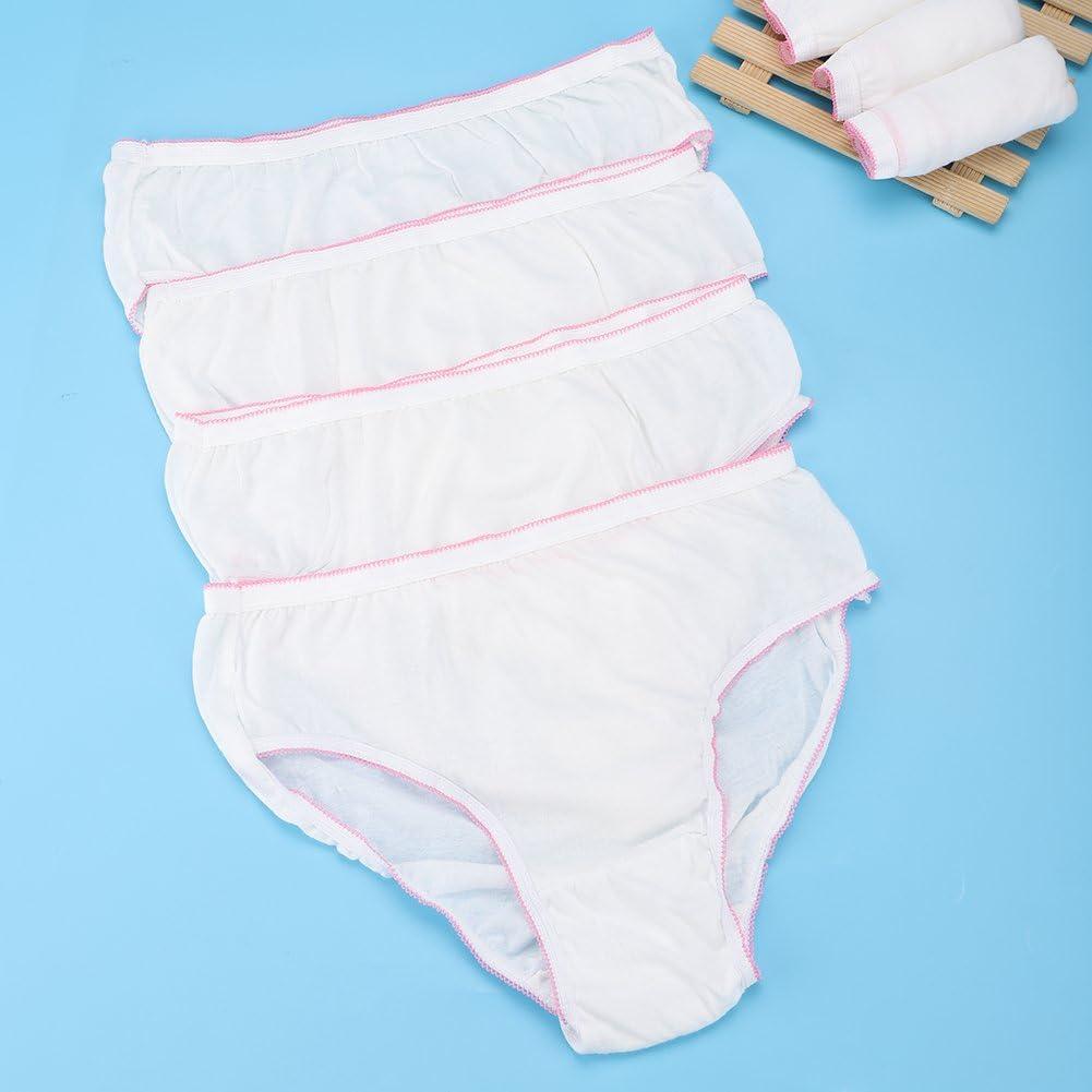 4 pcs Disposable Underpants Women High Absorbent Elastic Breathable Cotton Travel  Underwear for Pregnant or Postpartum Woman XXL XXXL 3XL White