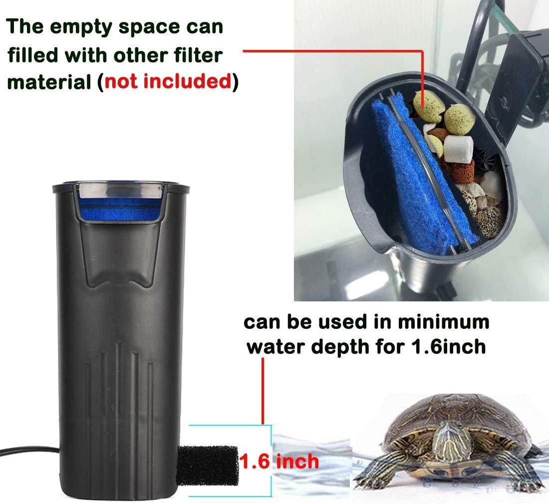 Aquarium Turtle Filter Waterfall Flow Water Clean Pump BioFiltration for Reptiles Tank Low