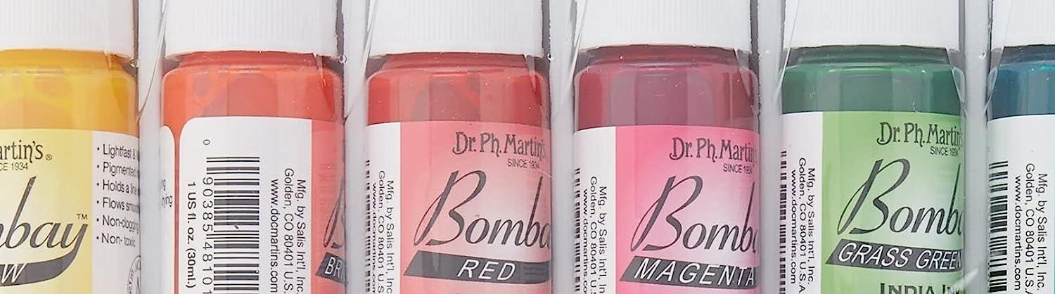Dr. Ph. Martin's Bombay India Ink Set 1 - 12 Bottles 0.5 oz, Set