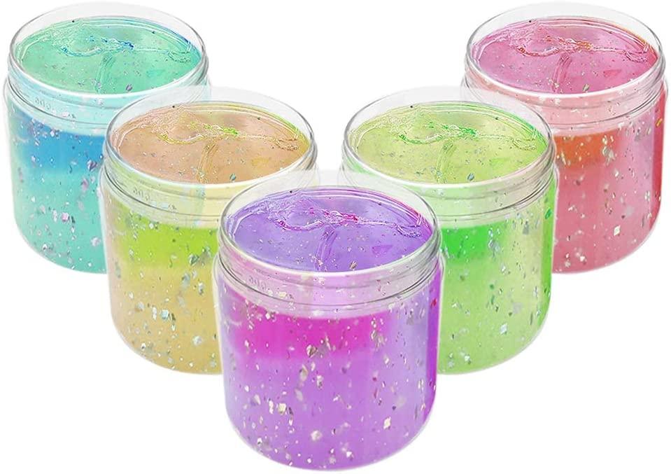 20Pcs 4oz Clear Plastic Slime Containers,Round WideMouth Storage Jars