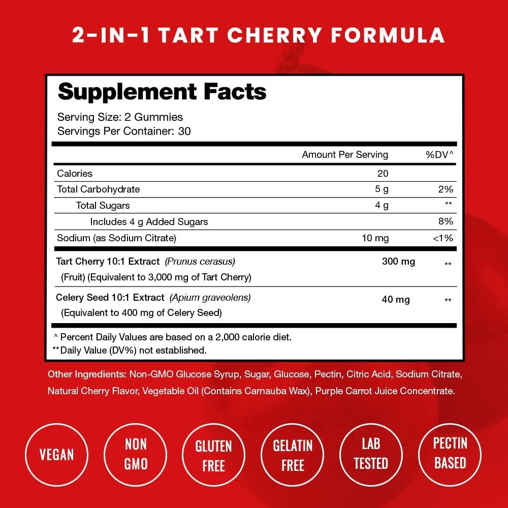 (2Pack) 120 Tart Cherry Gummies 3000mg Supplement with Celery Seed