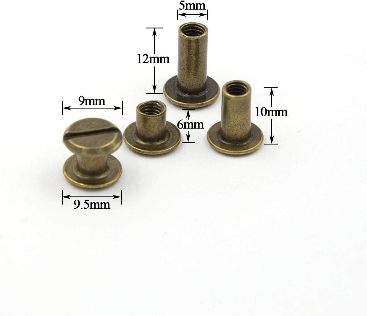 90 Sets Chicago Screws Assorted Kit 6 Sizes Bronze Leather Rivets 3/16(5mm)  Screw Rivets Phillip Head Book Binding Posts Nail Rivet Chicago Bolts for