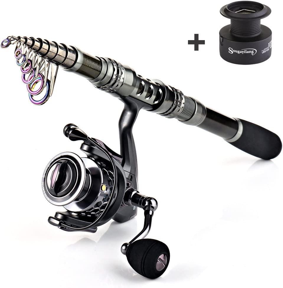 Sougayilang Fishing Rod and Reel Combo Set with Telescopic Fishing Pole  Fishing Accessories and Carrier Bag for Saltwater Freshwater-1.8M Rod 2000  Reel with Bag, Spinning Combos -  Canada