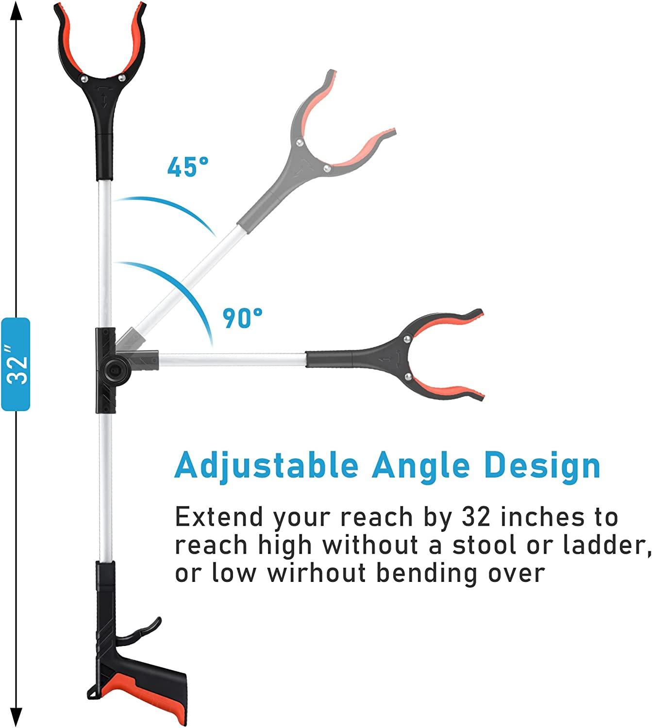 2022Upgrade Grabber Reacher Tool, 0180 Angled Arm, 360 Rotating Head