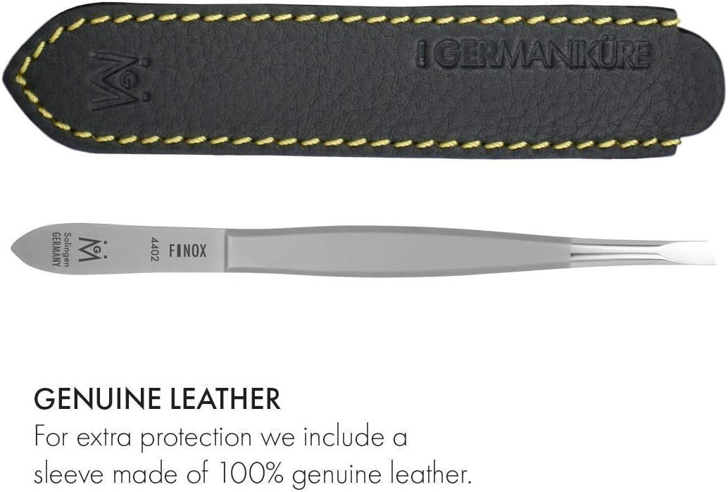 GERMANIKURE Slanted Tweezers in Leather Case Made in Solingen Germany