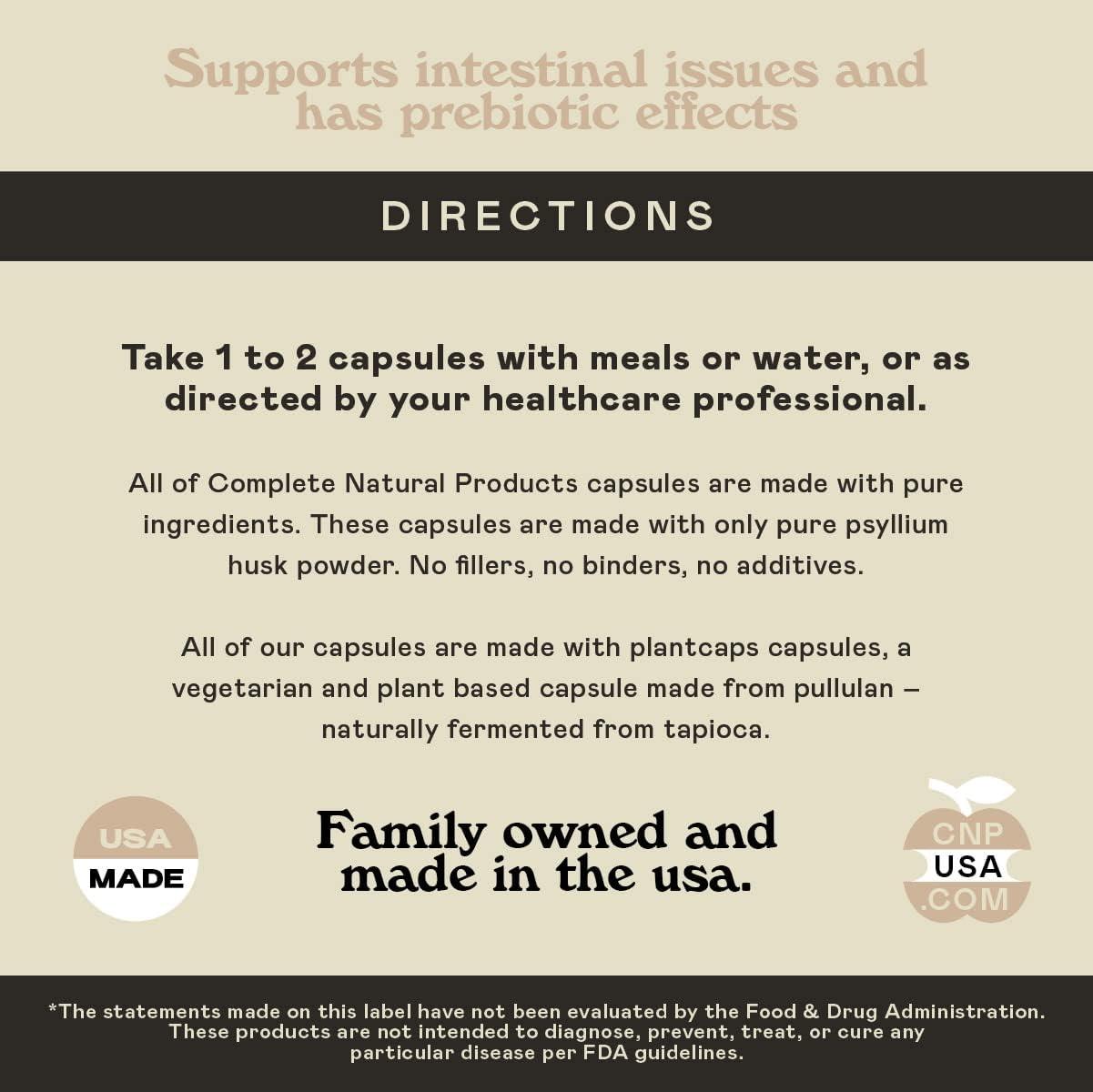 Pure Natural Whole Psyllium Husk Powder Capsules 660mg Capsules 100