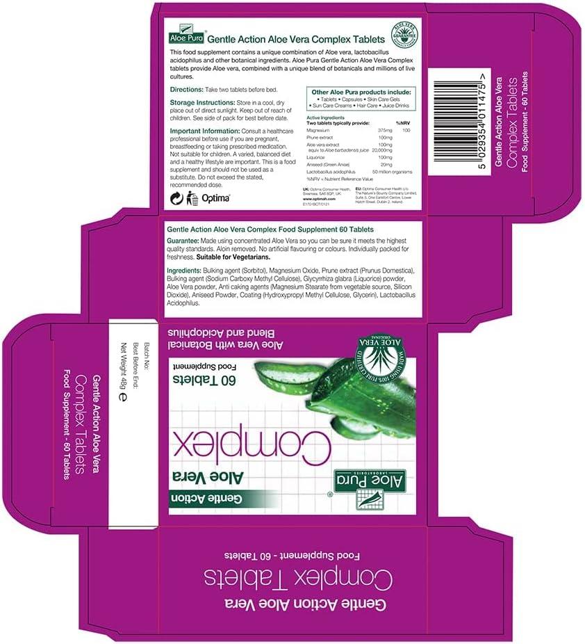 Aloe Pura Aloe Vera Gentle Action Complex Tablets - Vegetarian &  Cruelty-Free - 60 Count | Buy Now with Express International Delivery |  GoSupps.com