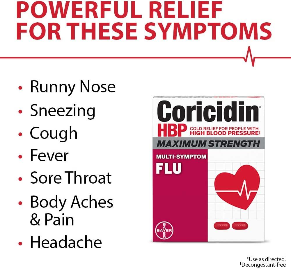 Coricidin Hbp, Decongestantfree Maximum Strength Multisymptom Flu