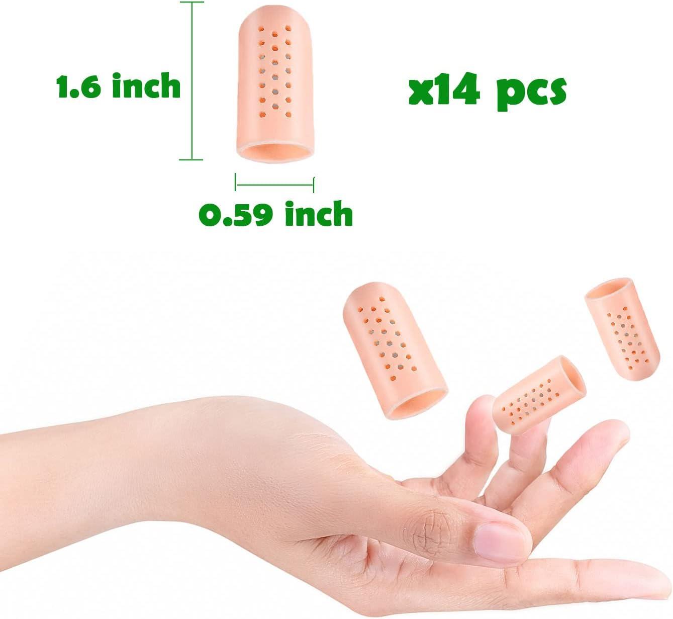 Breathable Gel Finger Cots (14 PCS) for Eczema, Wounds, Arthritis Beige