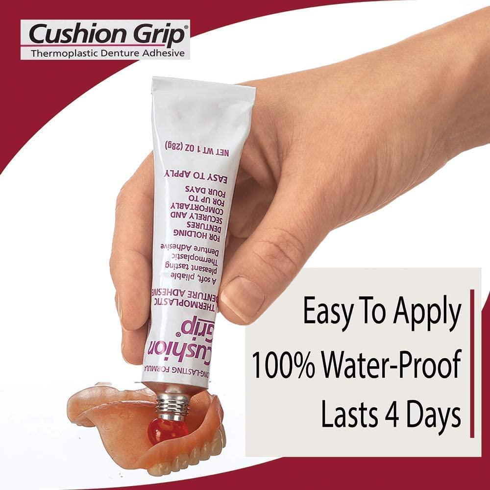 Cushion Grip Adhesive - Denture Adhesive - Cushion Grip - Cushion Grip  Thermoplastic Denture Adhesive Secure Denture Adhesive Max Hold Grip  Adhesive Denture Care - Denture Toothbrushes