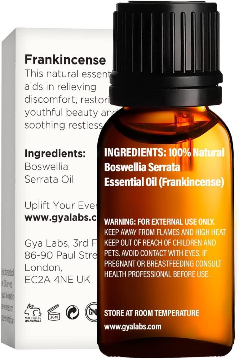 Gya Labs Pure Frankincense Essential Oil for Pain & Skin (0.34 fl oz) -  100% Natural Therapeutic Grade Frankincense Essential Oils for Aromatherapy  & Frankincense Oil for Diffuser Frankincense 0.34 Fl Oz (Pack of 1)