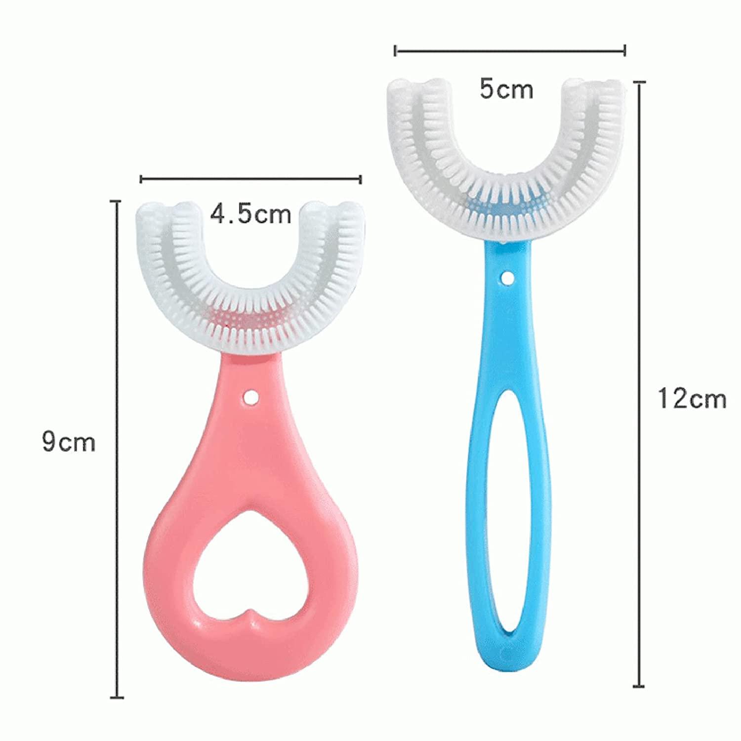Dirk41 Kids U Shaped Toothbrush 2/4PCS Blue 360 Oral Care for Children