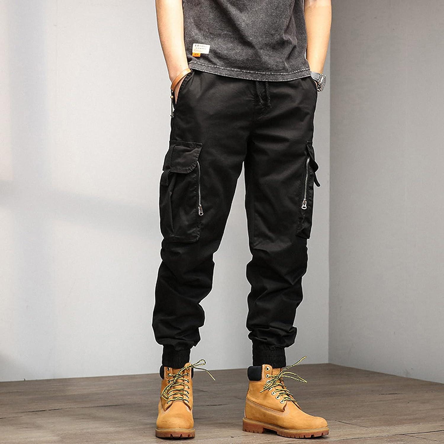 Men's Drawstring Cargo Pants Athletic-Fit 6 Pockets Casual Work Joggers  Sweatpants Lightweight Outdoor Trousers