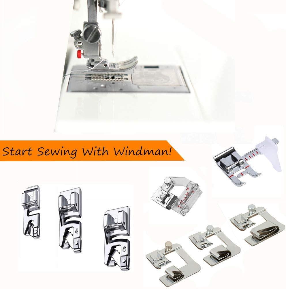Windman Sewing Hemming Set Includes 3Pcs Wide Hem Foot,3Pcs Narrow