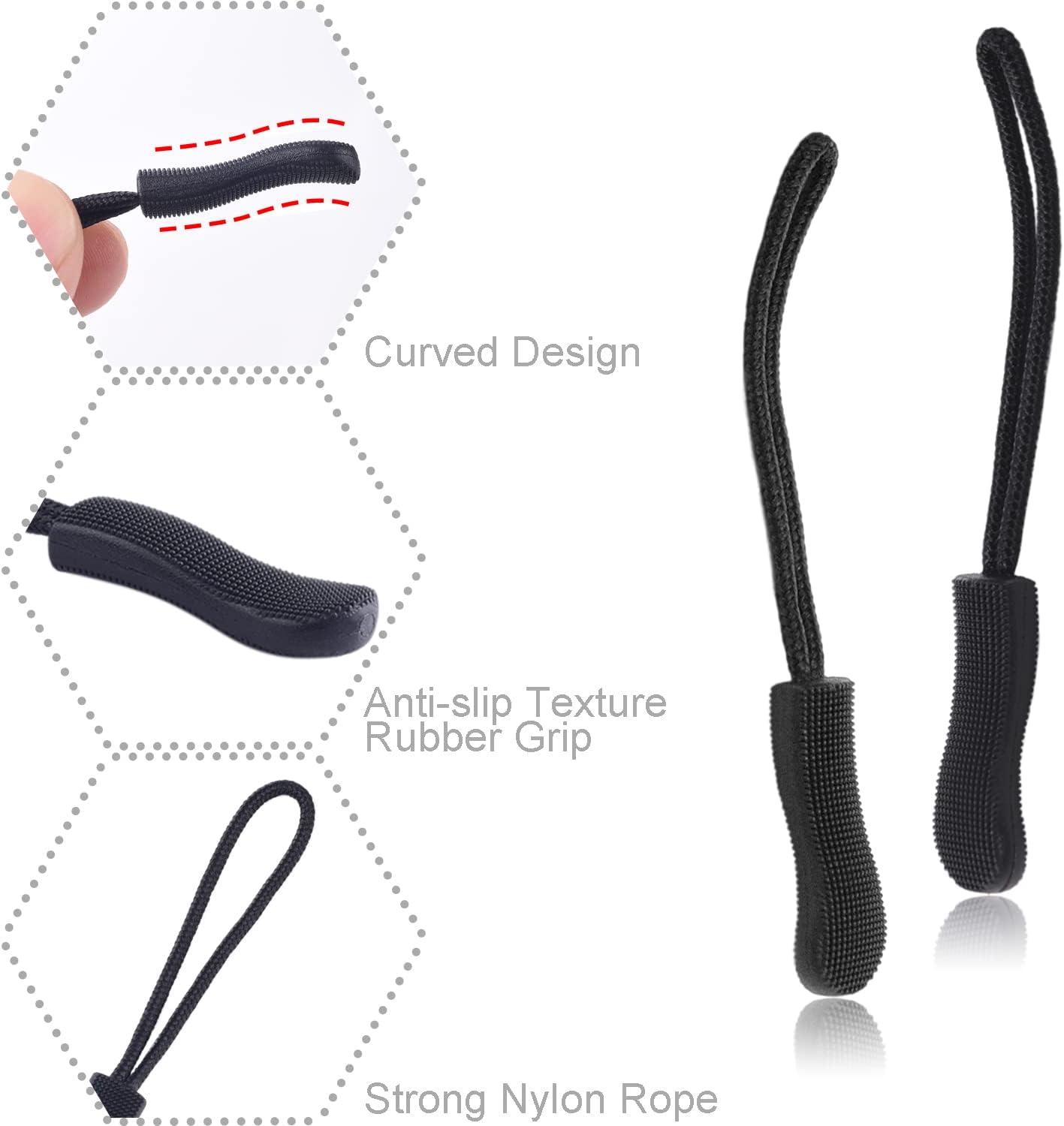 Universal Zipper Pull Replacement Kit 12 Pack Balck Extenders for