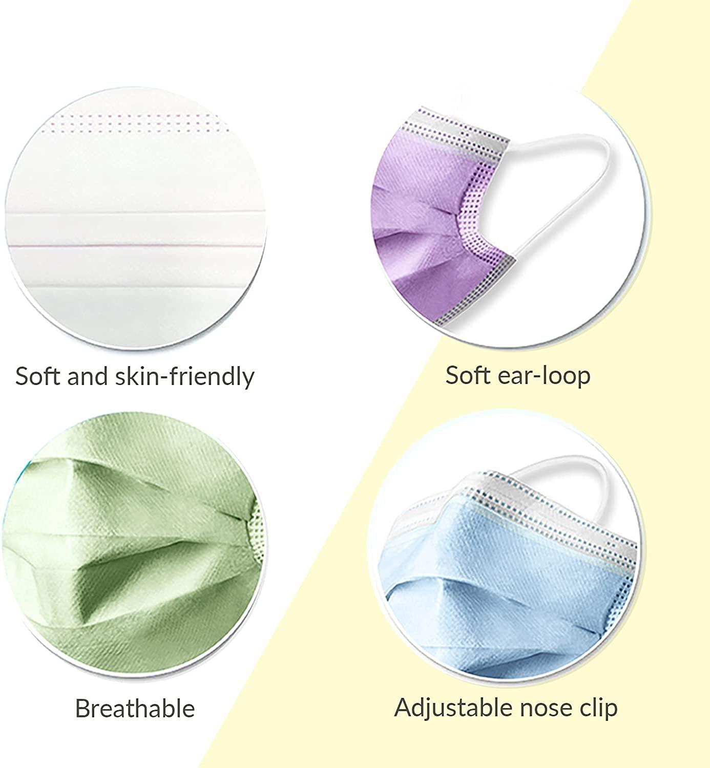 Hygenix Kids Disposable Face Masks Pack of 50 Multiple Colors 3Ply PFE