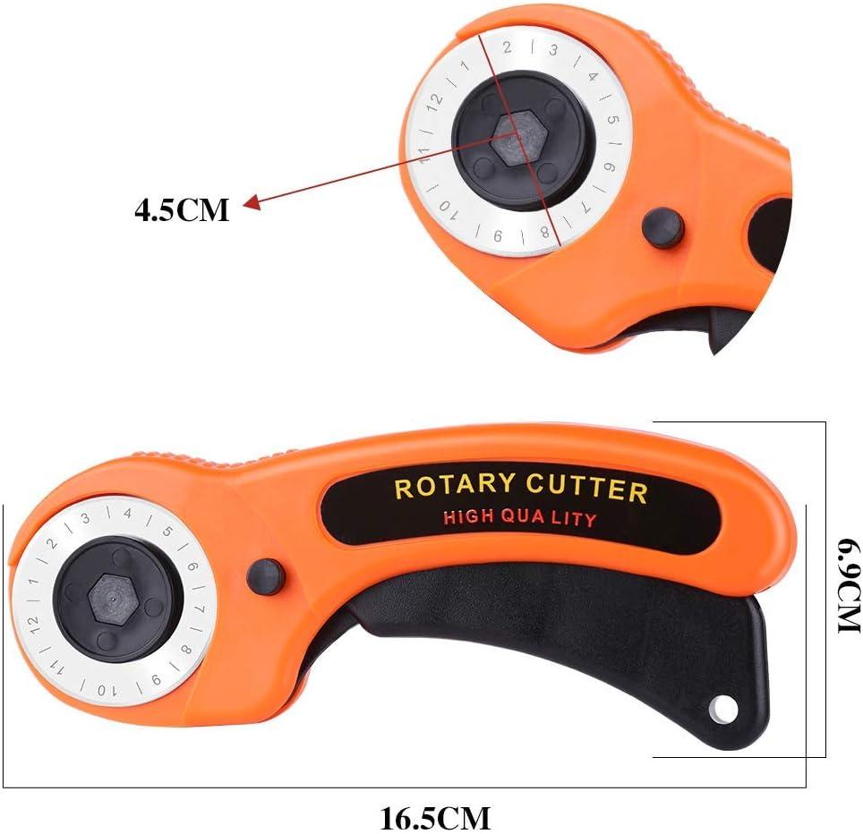 45mm Rotary Cutter with 5 Pcs Rotary Cutter Blades and A5 Cutting Mat, Rotary  Cutter for Fabric, Rotary Cutter Set for Quilting Sewing Arts Crafts, Sharp  and Durable 7Pcs