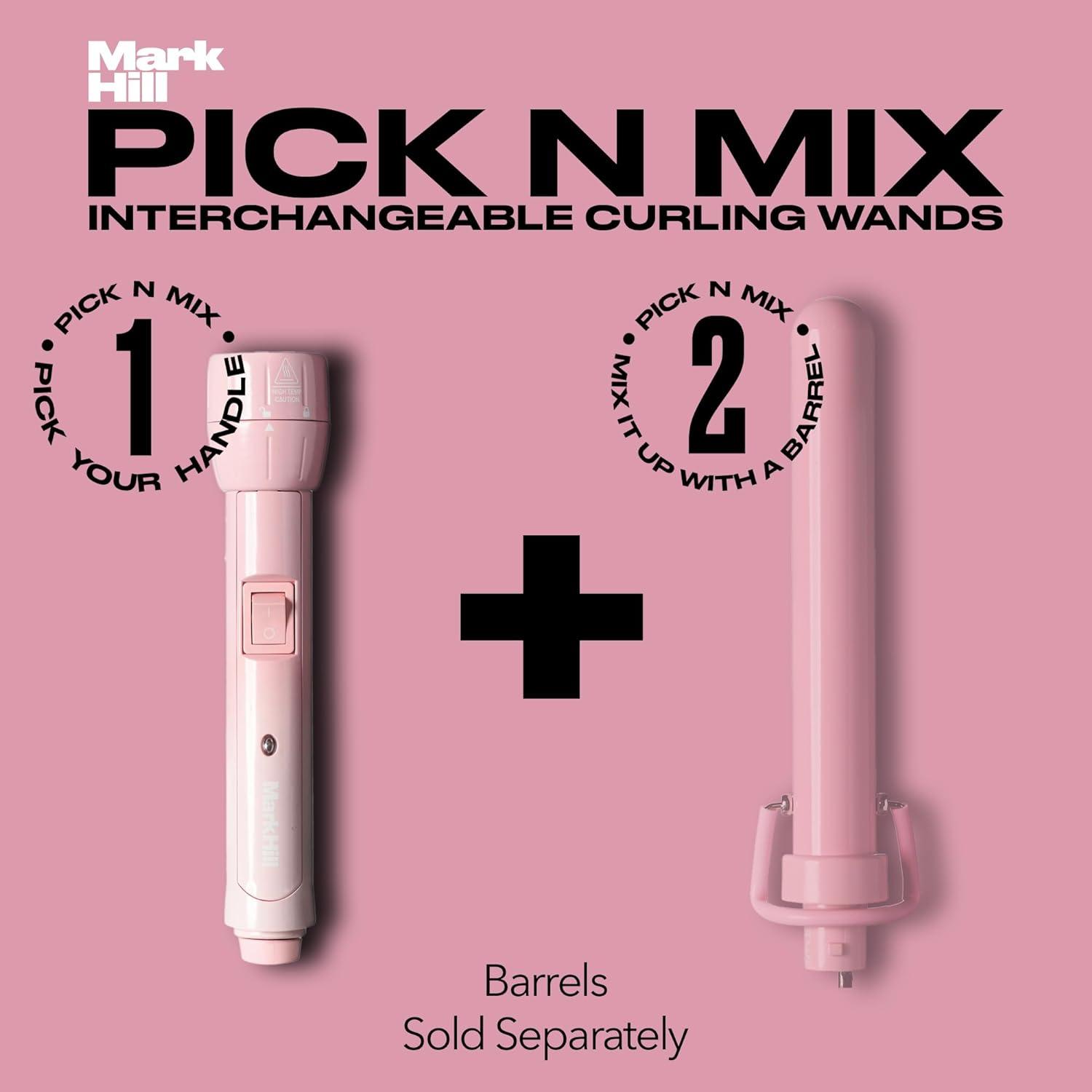 Mark Hill Pick N Mix Handle + Ellipse Barrel Waver Mark Hill Pick 'N' Mix Interchangeable Curling Wand Handle - Pink | 3m
