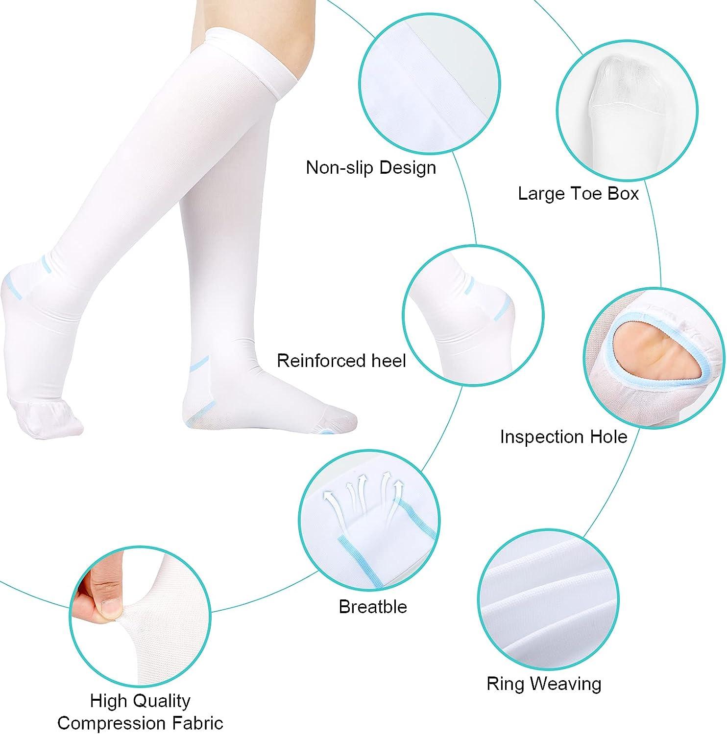 2 Pairs XL Anti Embolism Stockings Ted Hose Socks for Women Men with  Inspect 15-20 mmHg Unisex with Inspect Toe Hole