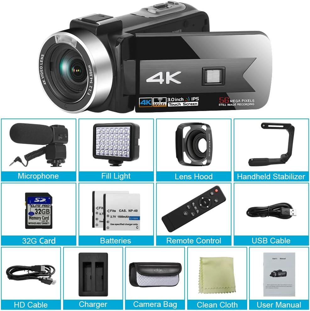 Video Camera Camcorder 4K 56MP Vlogging Camera with IR Night