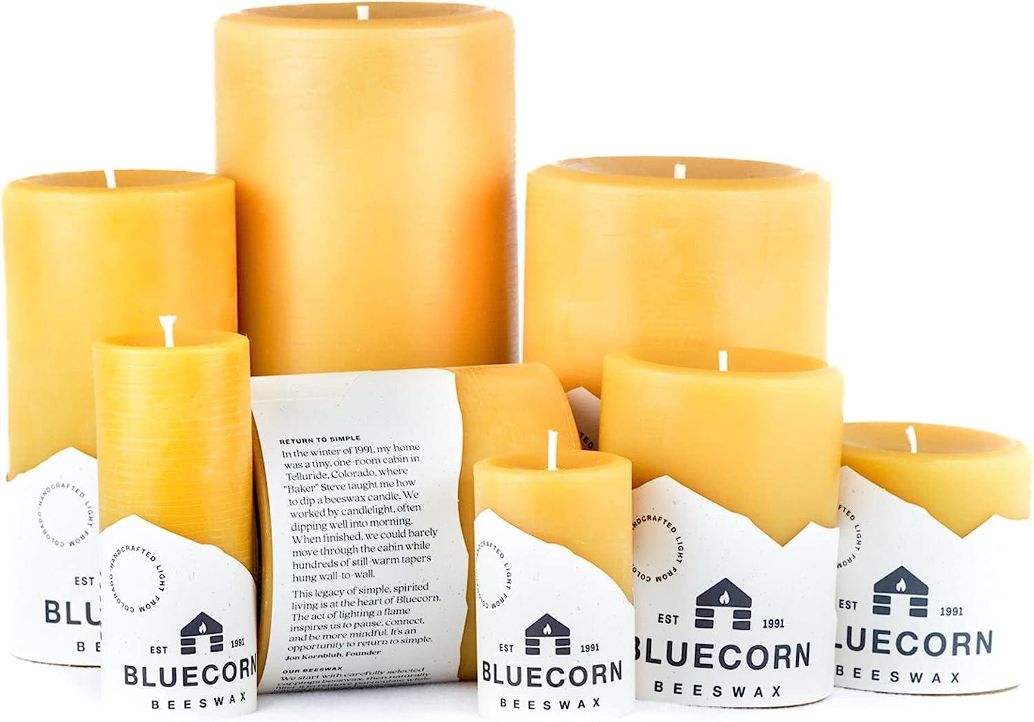 Bluecorn Bees Wax Pillar Candle 3 x 3 